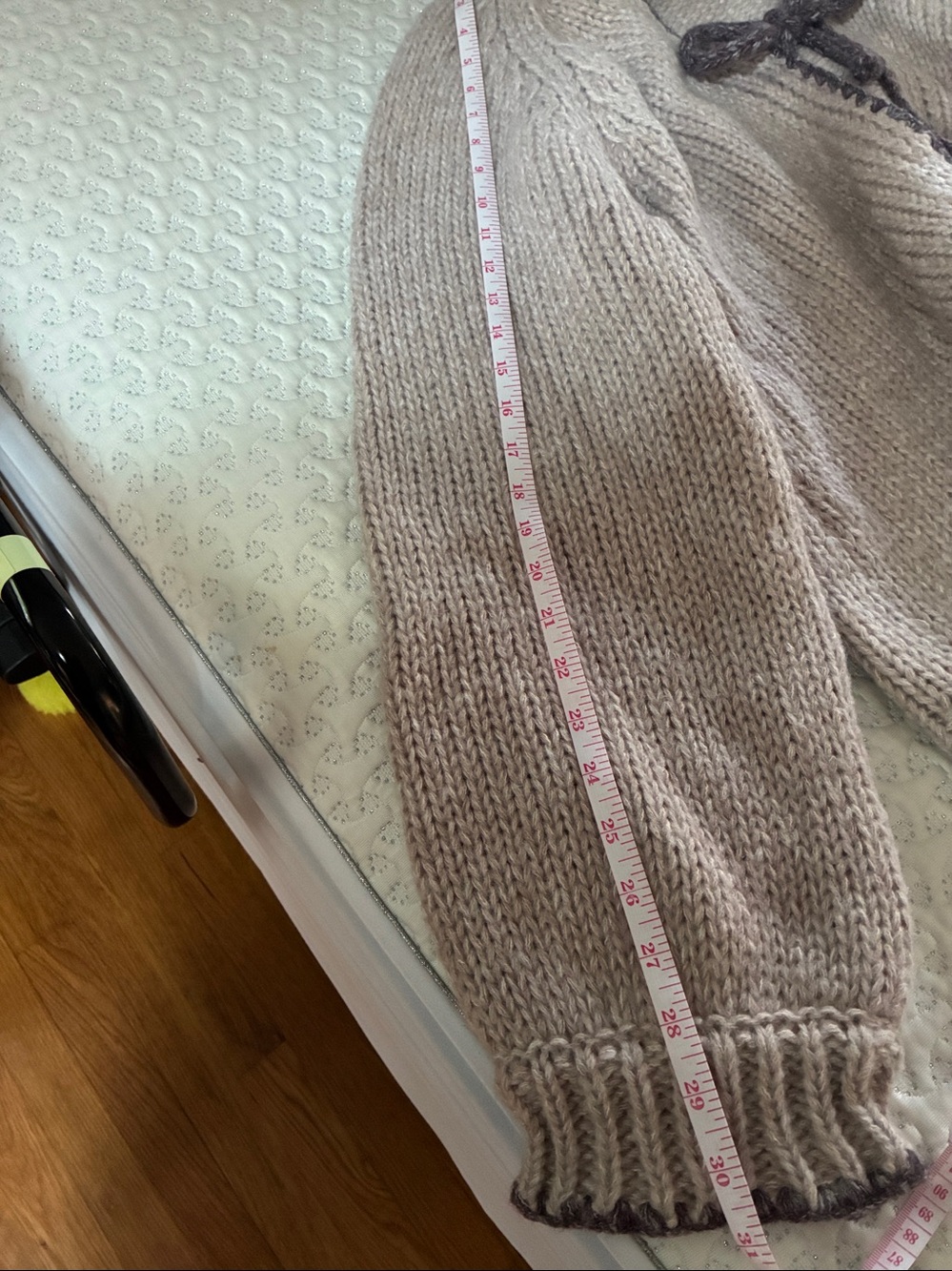 Cozy Taupe Knit Tie-Front Women's Sweater - Picture 7 of 7